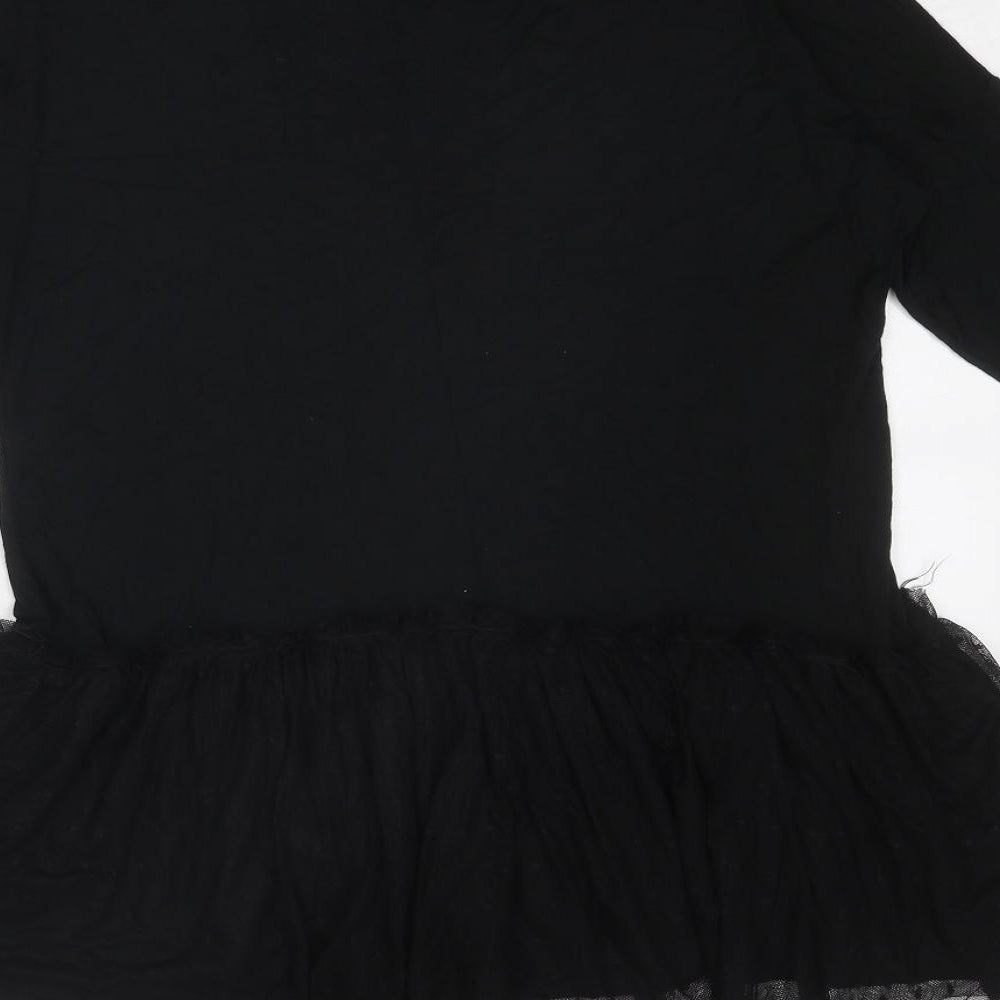 Boohoo Womens Black Polka Dot Viscose Jumper Dress Size 8 Round Neck Pullover