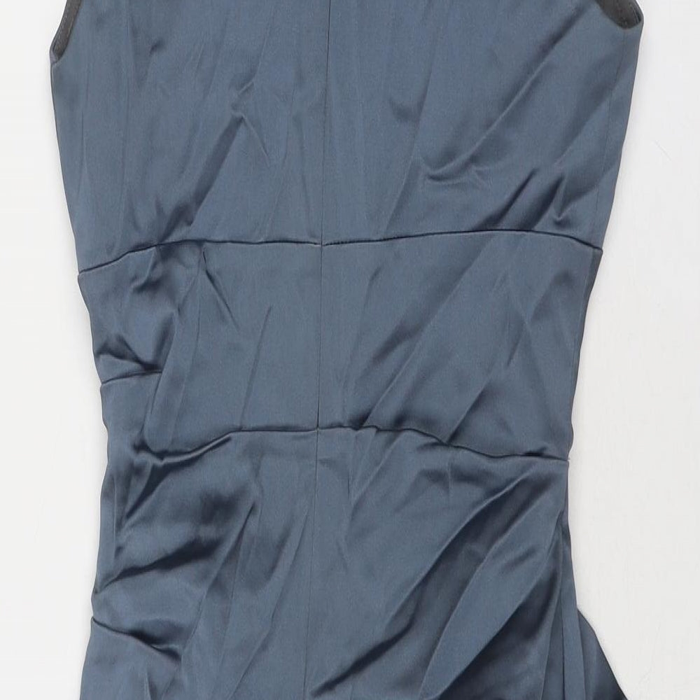 Xscape Womens Blue Acetate Sheath Size 4 Scoop Neck Zip - Embellished Neckline