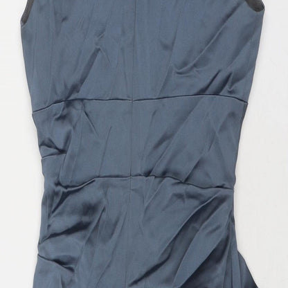 Xscape Womens Blue Acetate Sheath Size 4 Scoop Neck Zip - Embellished Neckline