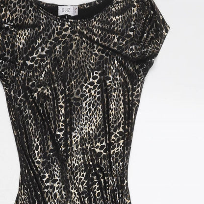 Quiz Womens Black Animal Print Polyester Mini Size 6 Boat Neck Pullover
