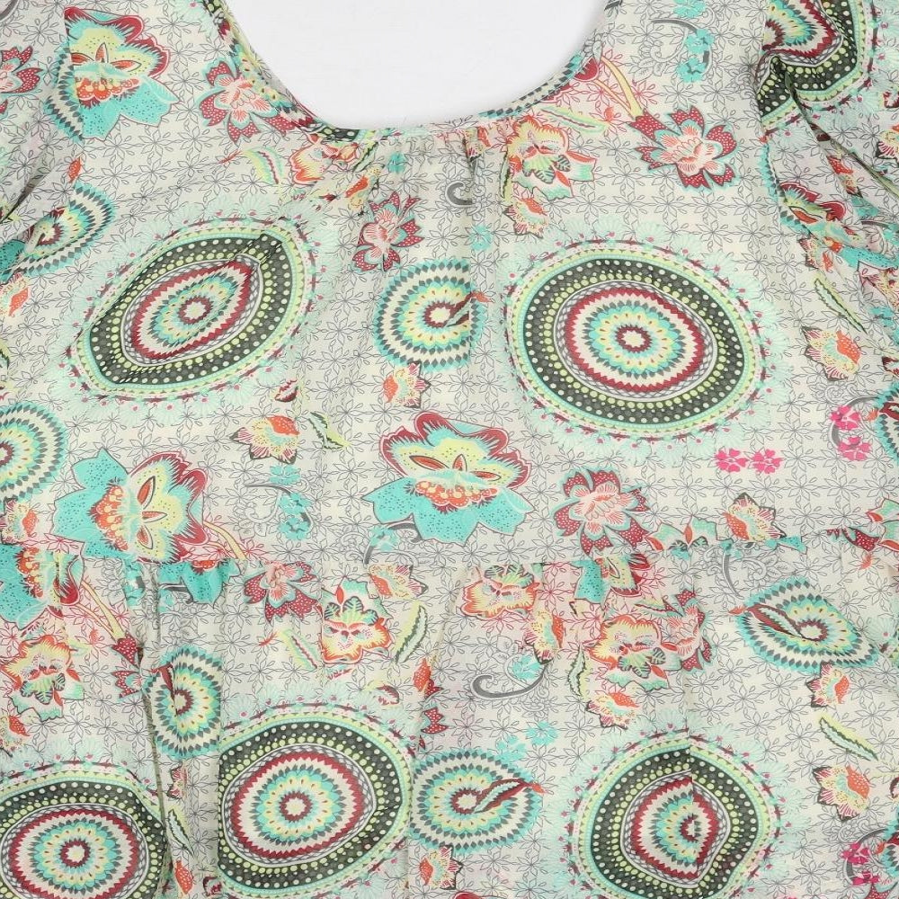 JS Millenium Womens Multicoloured Geometric Polyester Basic Blouse Size L Round Neck