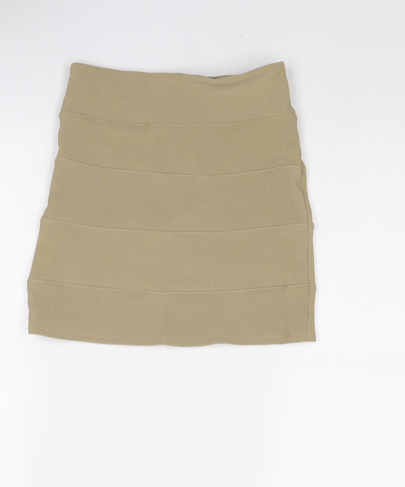 EDM Womens Beige Polyester Bandage Skirt Size 24 in Zip