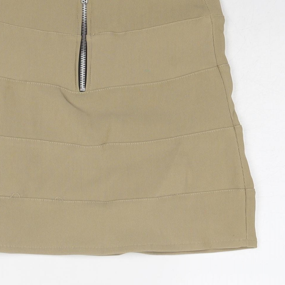 EDM Womens Beige Polyester Bandage Skirt Size 24 in Zip