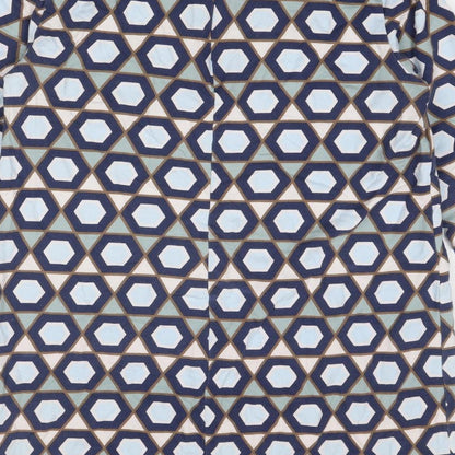H&M Womens Blue Geometric Cotton A-Line Size M Round Neck Zip