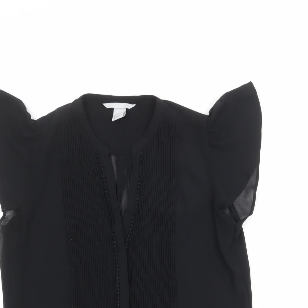 Womens UK Size 10 H&M Black Basic Blouse