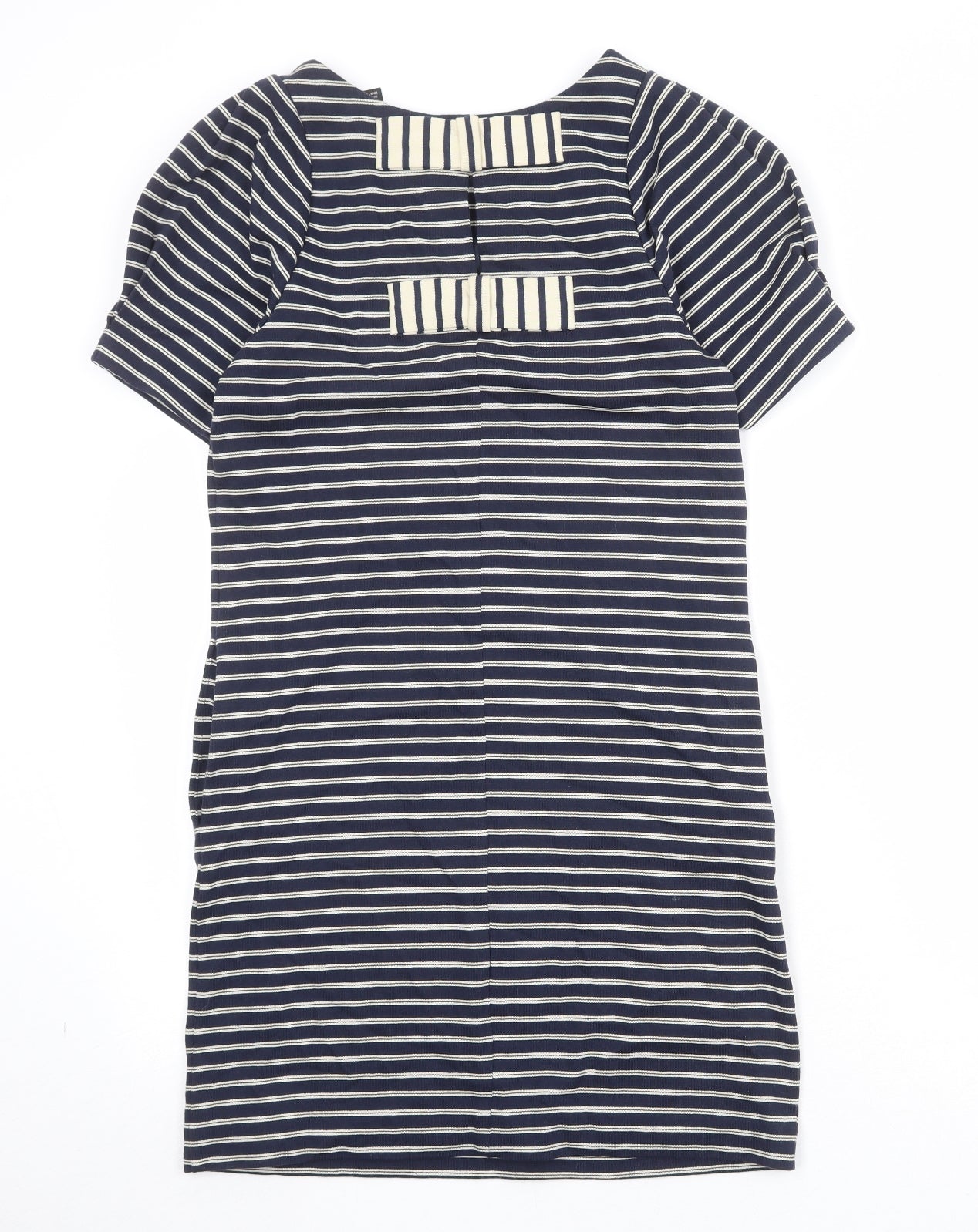 Mango Womens Blue Striped Cotton T-Shirt Dress Size S Boat Neck Pullover