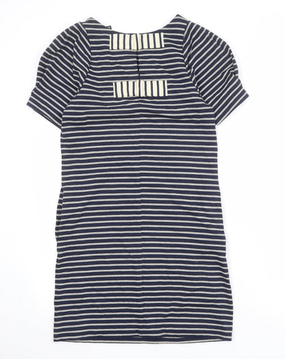 Mango Womens Blue Striped Cotton T-Shirt Dress Size S Boat Neck Pullover