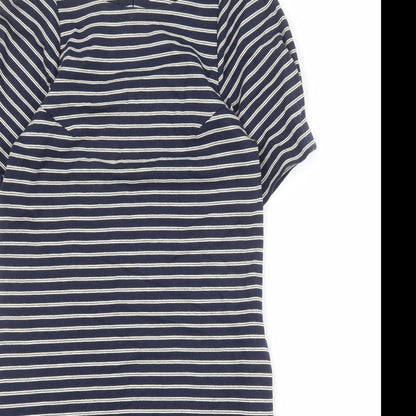 Mango Womens Blue Striped Cotton T-Shirt Dress Size S Boat Neck Pullover