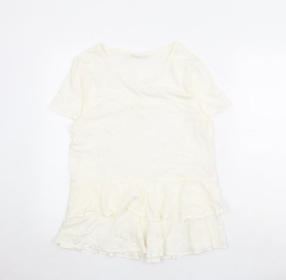 Womens UK Size L Villa Ivory Basic T-Shirt