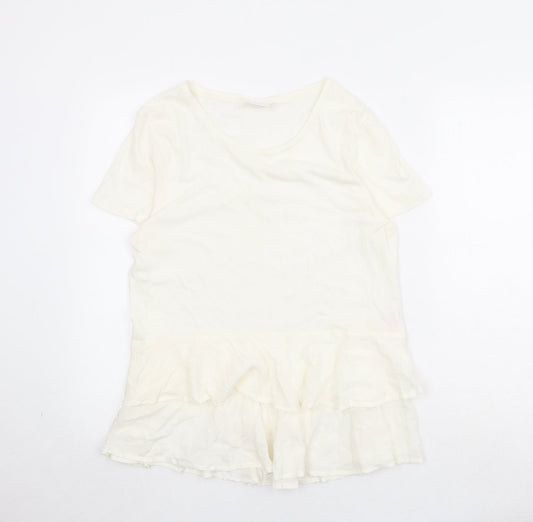 Womens UK Size L Villa Ivory Basic T-Shirt
