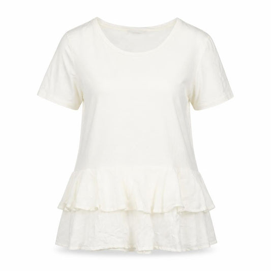 Womens UK Size L Villa Ivory Basic T-Shirt