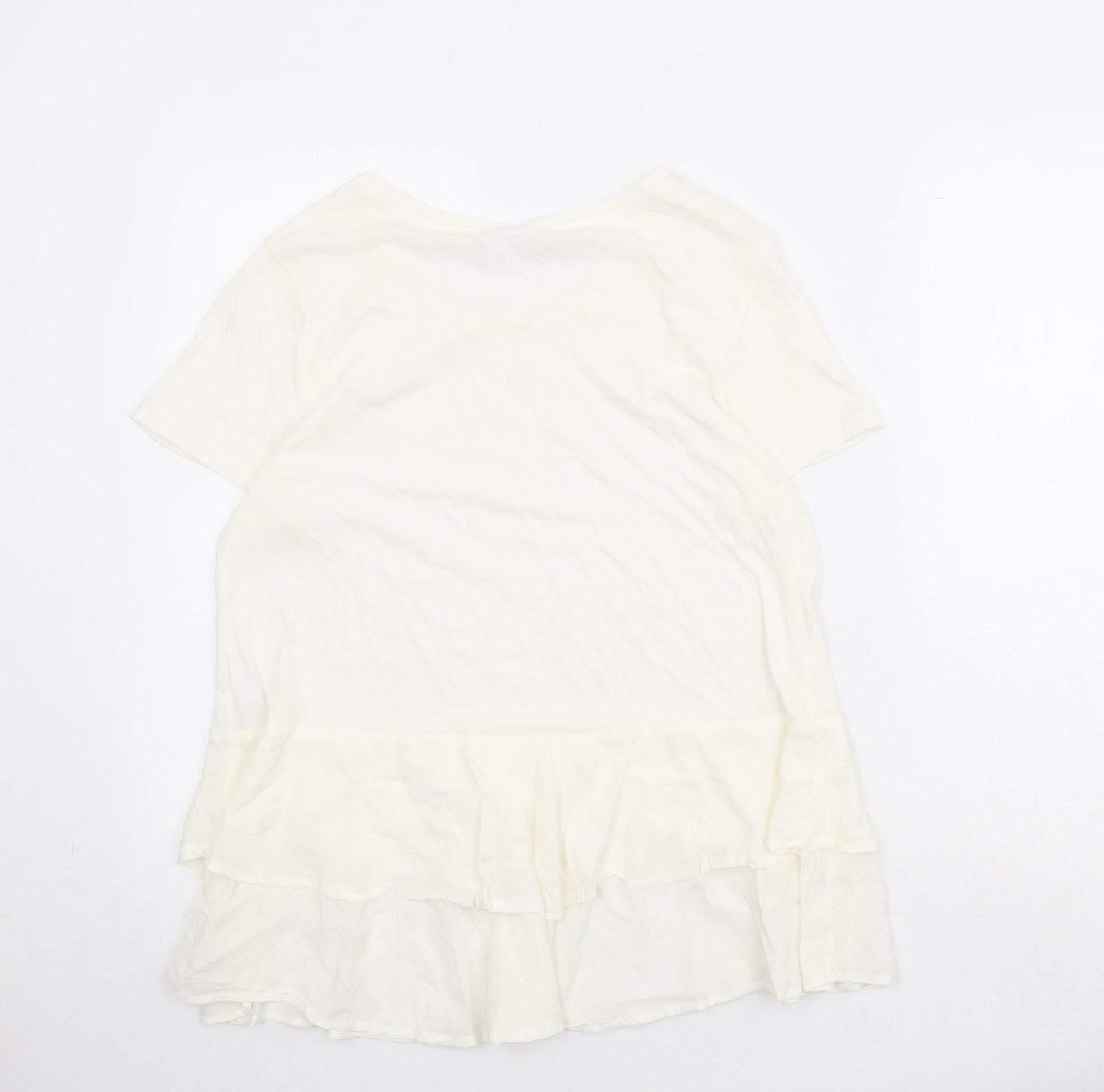 Womens UK Size L Villa Ivory Basic T-Shirt