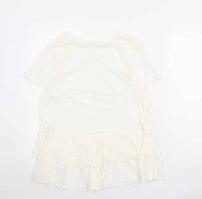 Womens UK Size L Villa Ivory Basic T-Shirt