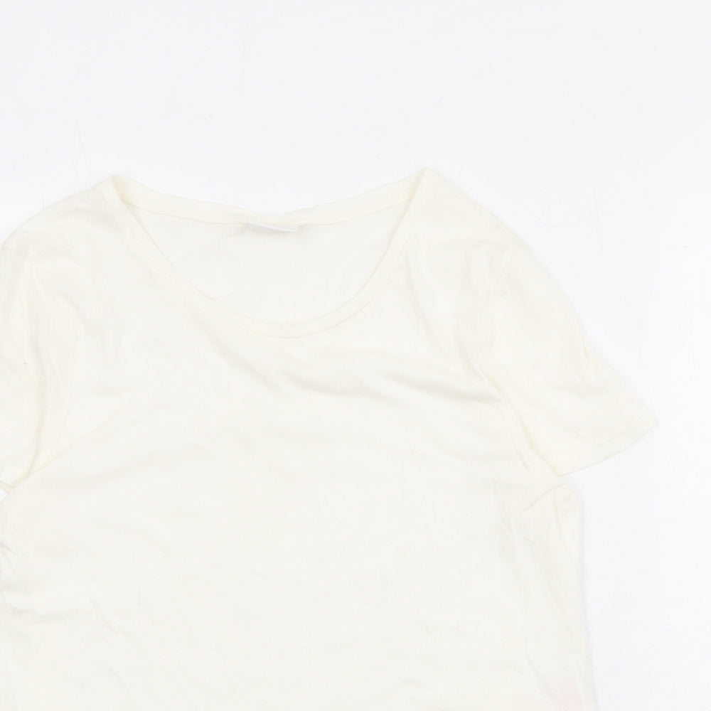 Womens UK Size L Villa Ivory Basic T-Shirt