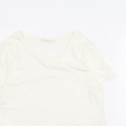 Womens UK Size L Villa Ivory Basic T-Shirt