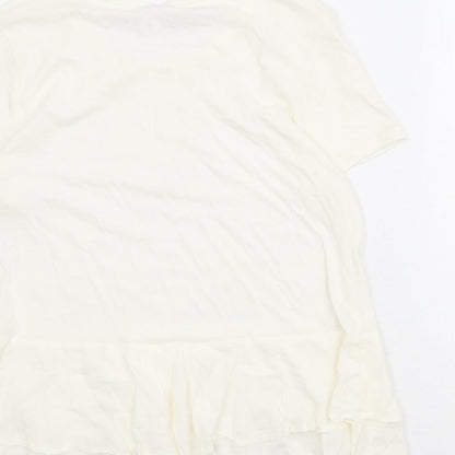 Womens UK Size L Villa Ivory Basic T-Shirt