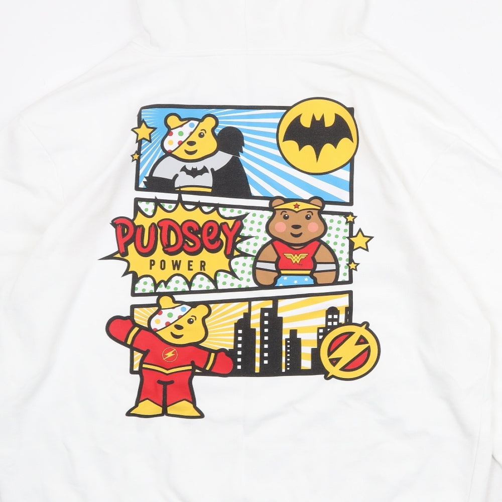 Justice League Womens White Cotton Pullover Sweatshirt Size 16 Pullover - Pudsey Justice League Size 16-18