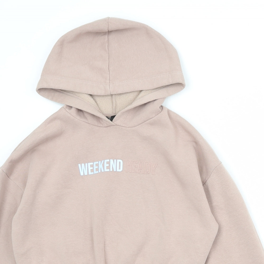 New Look Girls Pink Cotton Pullover Hoodie Size 12-13 Years Pullover - Weekend Ready