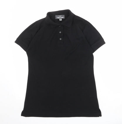 Trojan Womens Black Polyester Basic Polo Size 10 Collared