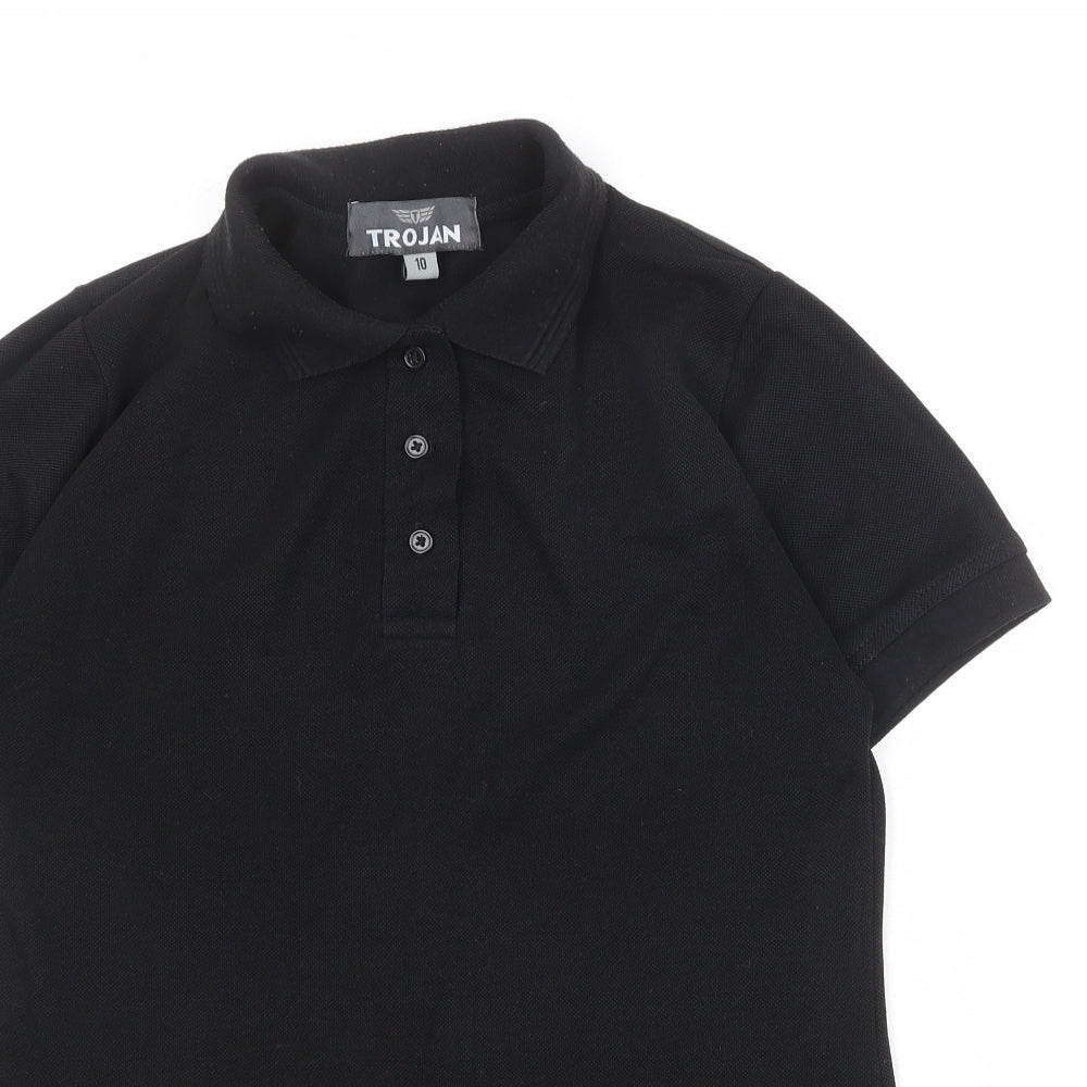 Trojan Womens Black Polyester Basic Polo Size 10 Collared