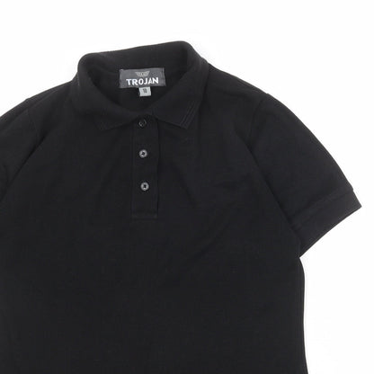 Trojan Womens Black Polyester Basic Polo Size 10 Collared