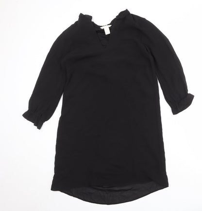 H&M Womens Black Polyester A-Line Size 10 V-Neck Pullover