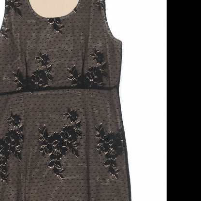 Etam Womens Black Polyester Sheath Size 14 Scoop Neck Pullover - Lace Overlay
