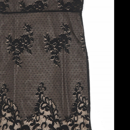 Etam Womens Black Polyester Sheath Size 14 Scoop Neck Pullover - Lace Overlay