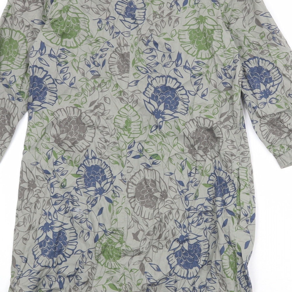 NEXT Womens Multicoloured Geometric 100% Cotton A-Line Size 10 Boat Neck Button - Embellished Neckline