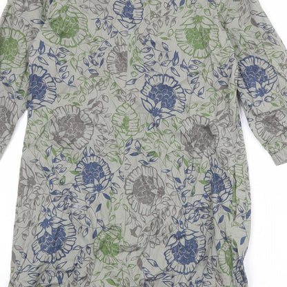 NEXT Womens Multicoloured Geometric 100% Cotton A-Line Size 10 Boat Neck Button - Embellished Neckline