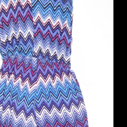 H&M Womens Blue Geometric Viscose Playsuit One-Piece Size XS Pullover
