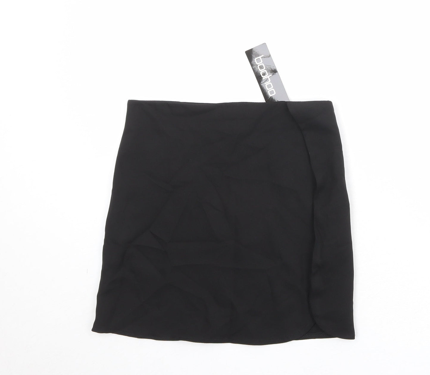 Boohoo Womens Black Polyester A-Line Skirt Size 10 Zip