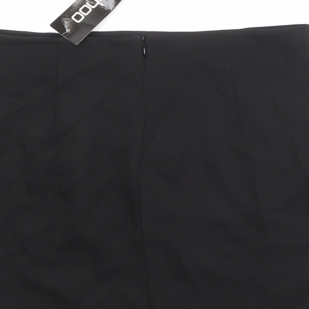 Boohoo Womens Black Polyester A-Line Skirt Size 10 Zip