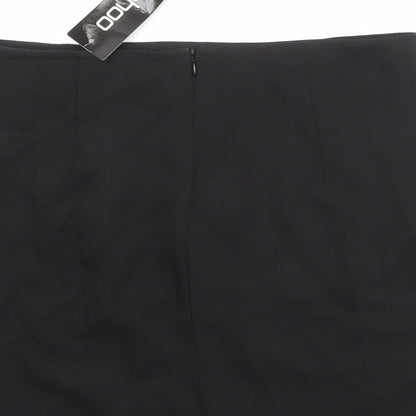 Boohoo Womens Black Polyester A-Line Skirt Size 10 Zip