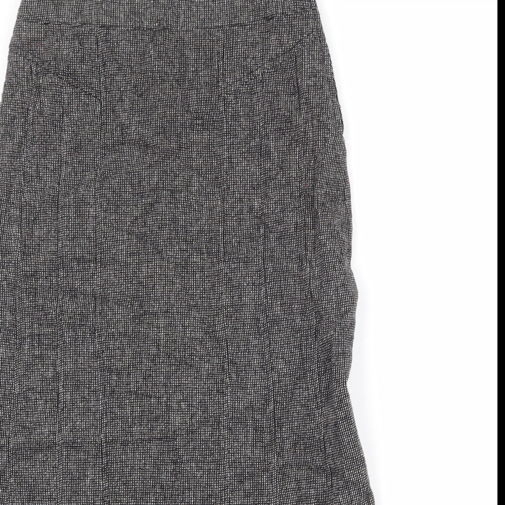 Lakeland Womens Black Geometric Viscose A-Line Skirt Size 10 Zip