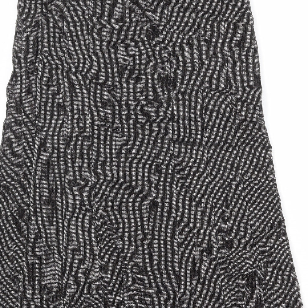 Lakeland Womens Black Geometric Viscose A-Line Skirt Size 10 Zip