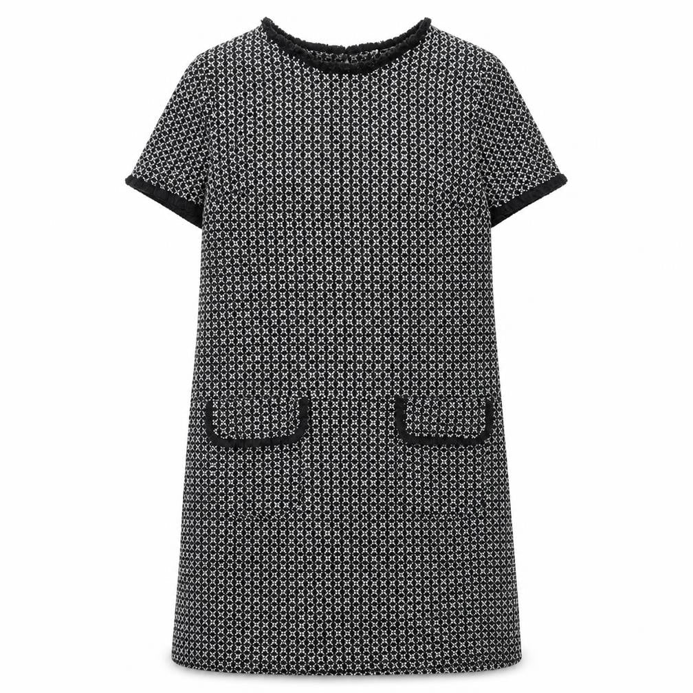 Quiz Womens Black Geometric Polyester A-Line Size 12 Round Neck Button