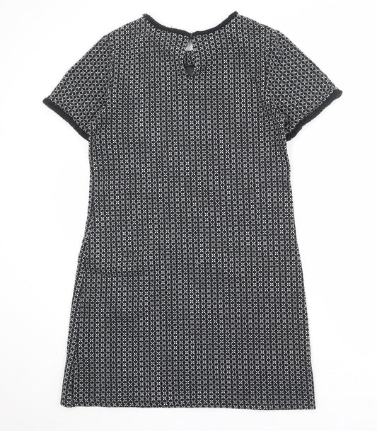Quiz Womens Black Geometric Polyester A-Line Size 12 Round Neck Button