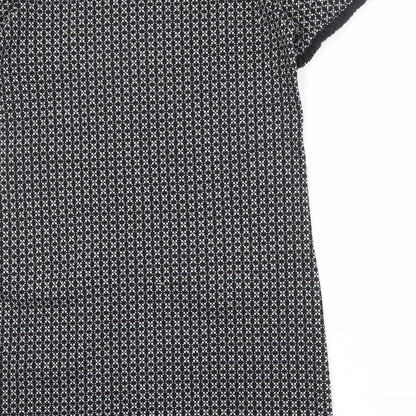 Quiz Womens Black Geometric Polyester A-Line Size 12 Round Neck Button