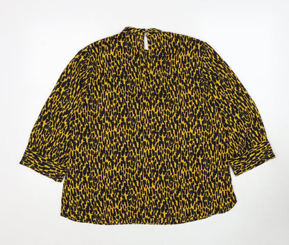 Womens UK Size 12 M&Co Yellow Basic Blouse