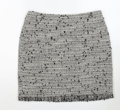 L.F.Coll Womens Grey Geometric Wool A-Line Skirt Size 14 Zip