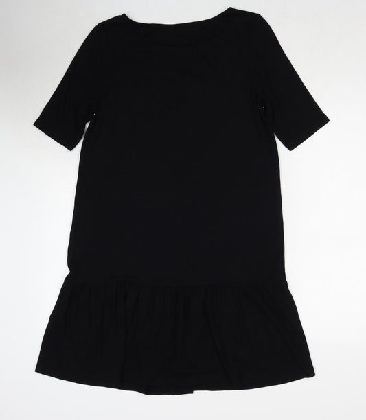 Paraphrase Womens Black Polyester Skater Dress Size S Round Neck Pullover