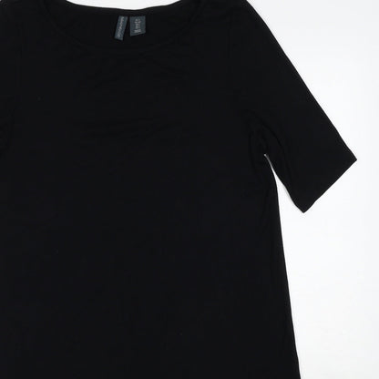 Paraphrase Womens Black Polyester Skater Dress Size S Round Neck Pullover