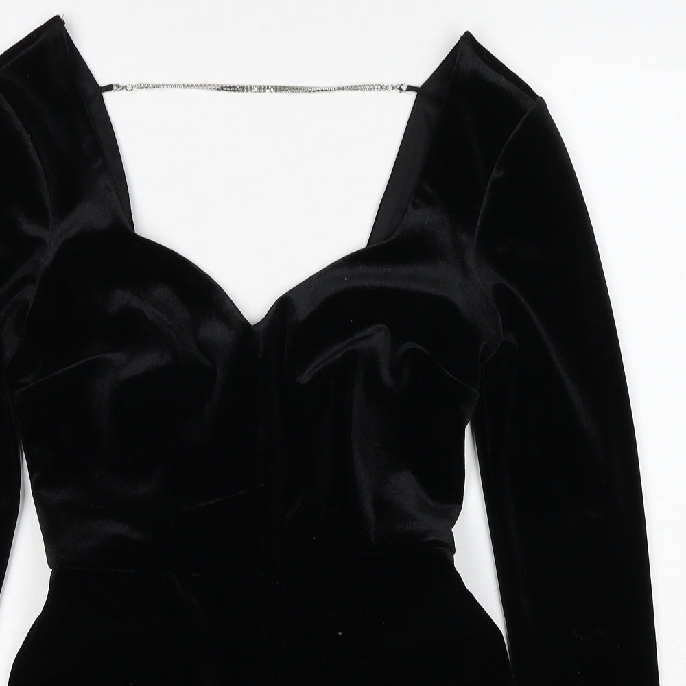 Topshop Womens Black Polyester Playsuit One-Piece Size 4 Zip