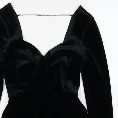 Topshop Womens Black Polyester Playsuit One-Piece Size 4 Zip