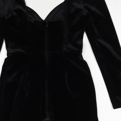Topshop Womens Black Polyester Playsuit One-Piece Size 4 Zip