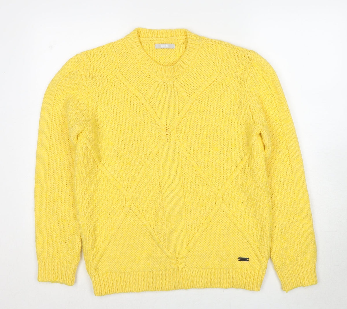 Sseinse Womens Yellow Round Neck Acrylic Pullover Jumper Size L