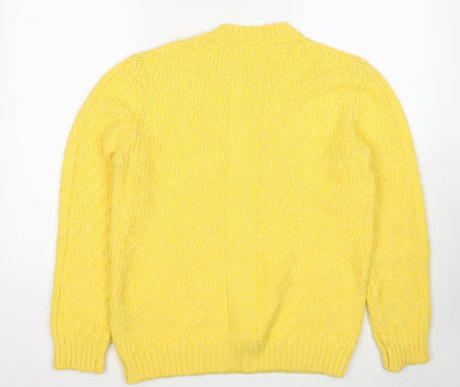 Sseinse Womens Yellow Round Neck Acrylic Pullover Jumper Size L