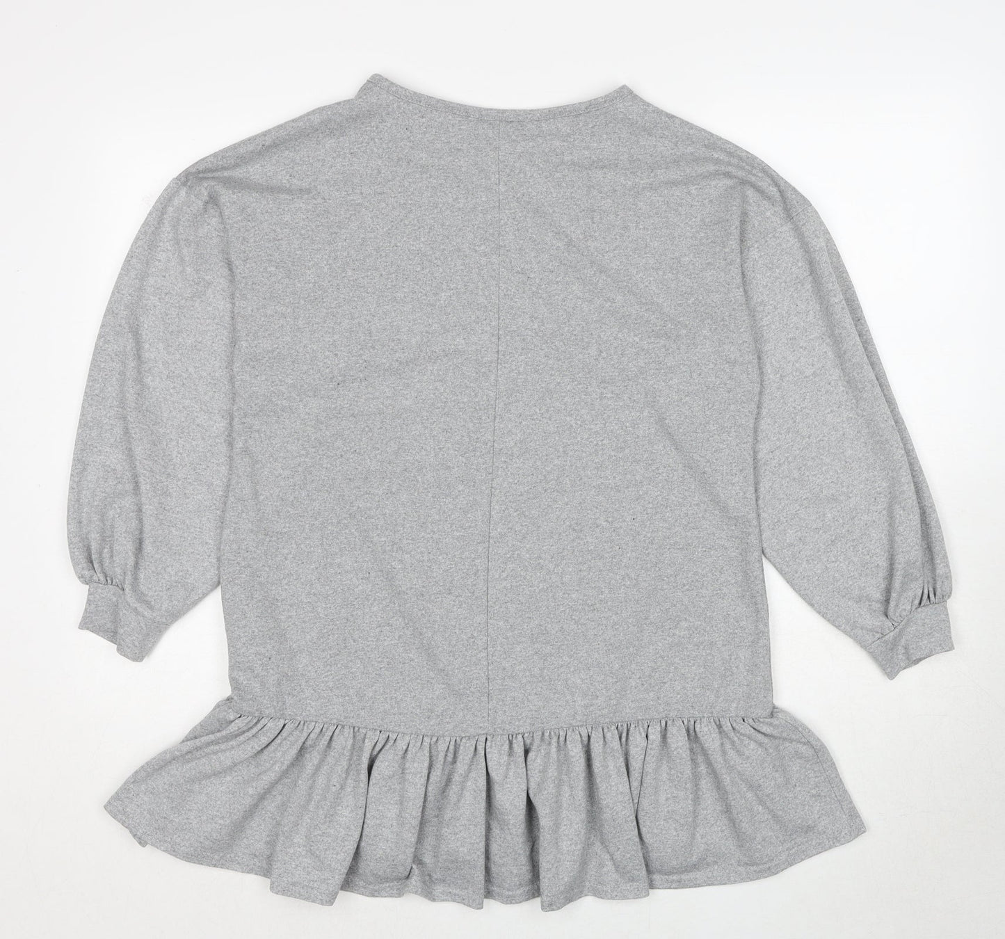 Boohoo Womens Grey Polyester Basic Blouse Size 10 Round Neck