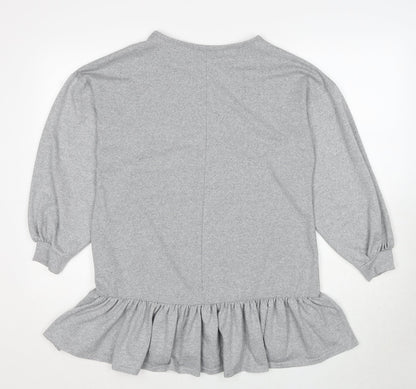 Boohoo Womens Grey Polyester Basic Blouse Size 10 Round Neck